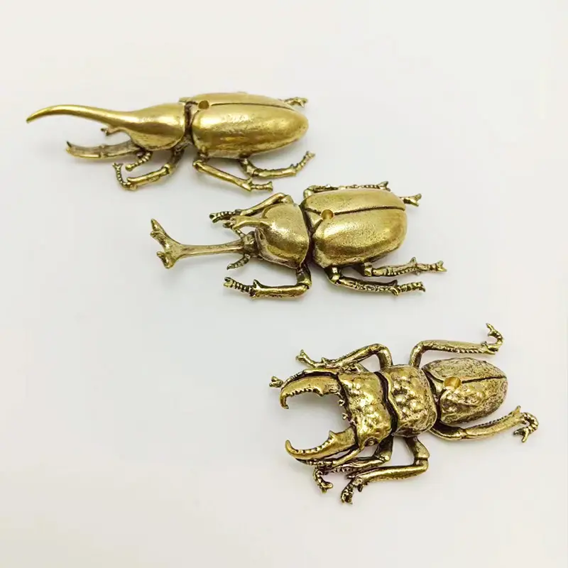 Factory Wholesale Vintage Brass Ornament Beetle Incense Plug Brass Insect Figurine Ornaments