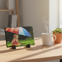 Support de présentation pour cadre photo en ardoise de roche personnalisable, vierge, pour sublimation photo, 10-15 cm, SH-09
