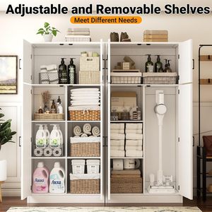 <span class=keywords><strong>Armario</strong></span> de Almacenamiento Cuadrado Moderno de Madera de 71 Pulgadas de Alto con Estantes Ajustables, Puertas Corredizas, Ecológico e Impermeable para Comedor y Sala de Estar - Product Image 5