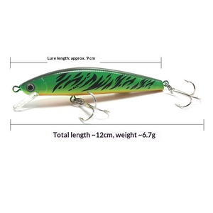 Leurre flottant de haute qualité 120 mm 6,7 g, type Minnow, appât dur avec 2 hameçons triples pour la pêche au bar, à la truite et au brochet en eau douce et salée - Product Image 2