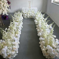 Nouvelles compositions florales personnalisées de 2,5 pieds en fausse soie blanche, centres de table en boule, chemins de table floraux pour la décoration de cérémonies et de fêtes