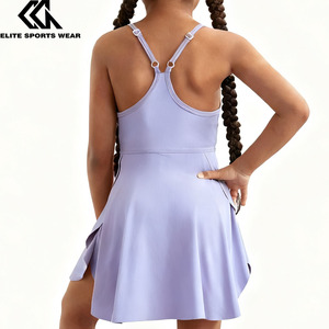 Skut aktif kustom dengan saku gadis muda kasual nyaman rajutan gaun Tank Sporty - Product Image 2