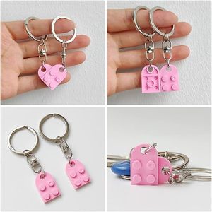 Juego de Llaveros de Corazón a Juego, Bloques de Construcción de Acrílico para Parejas, 2 Piezas, Amuletos de Amor para Novio, Novia, Amistad - Product Image 4