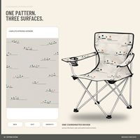 Chaise de camping à dossier haut en gros avec porte-gobelet latéral et logo et motif personnalisés pour spectateurs de sports de plein air