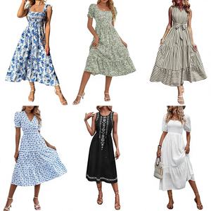 Ventes en gros de robes décontractées neuves pour femmes, lots assortis de vêtements, vêtements en vrac, stock QZ-072, modèle CN/GUA, origine - Product Image 3