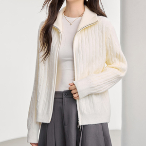 <span class=keywords><strong>Cardigan</strong></span> da Donna <span class=keywords><strong>a</strong></span> Collo Alto con Zip e Lavorazione <span class=keywords><strong>a</strong></span> <span class=keywords><strong>Trecce</strong></span> - Top Chic Casual per Tutti i Giorni - Product Image 4