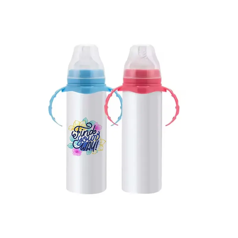 Mamadeiras de bebê de 8 onças com isolamento de aço inoxidável sem BPA, copos com canudinho para bebês, garrafas de água para bebês de fábrica na China