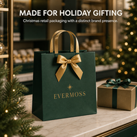 Sac en papier kraft personnalisé Ccpack avec logo, matériau recyclé, poignée Flexiloop, impression dorée pour emballage cadeau de Noël, vente en gros