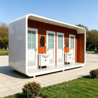 Module de toilettes portables en acier léger sur mesure, 4 cabines de toilettes en acier léger avec lavabo extérieur, toilettes en panneaux sandwich pour parcs et hôpitaux