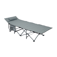 Lit de camping pliable portable avec cadre en acier, lit de couchage d'extérieur avec sac de transport pour la randonnée, la chasse, la plage et les voyages