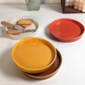 <span class=keywords><strong>Plat</strong></span> rond en céramique <span class=keywords><strong>de</strong></span> couleur chaude pour restaurant <span class=keywords><strong>petit</strong></span> café <span class=keywords><strong>petit</strong></span> déjeuner <span class=keywords><strong>biscuit</strong></span> dessert assiettes à salade <span class=keywords><strong>de</strong></span> fruits - Product Image 4