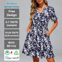 Robe trapèze noire décontractée en viscose pour femme, à manches bouffantes, longueur genou, col en V, avec volants, design personnalisé, échantillon en 3-7 jours, certifiée BSCI