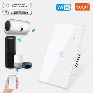 Neutral Wire Tuya Wifi Two Way 1 2 3 Gan Us Glass Smart Touch Wall Light Bluetooth Controller Wall Switch Alexa