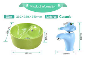 Lavabo de lavabo de navire rond de couleur rose Vente en gros bon marché Céramique Chine Lavabos de comptoir Armoire de lavage des <span class=keywords><strong>mains</strong></span> rose 10 ensembles - Product Image 4