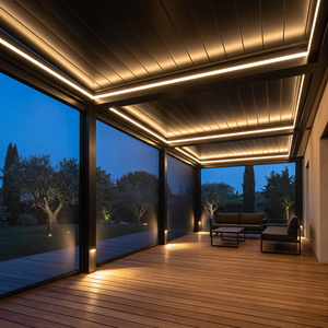 Pérgola Bioclimática Motorizada de Aluminio de 5x3 Metros, Moderna y de Lujo para Exteriores, con Iluminación LED, Ecológica, Impermeable y Resistente a la Putrefacción - Product Image 3