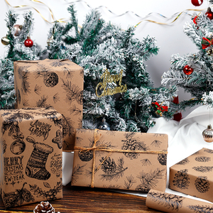 Wholesale 80g Double-Sided Kraft Print <b>Christmas</b> Custom 43cm X 10m Metallic <b>Paper</b> <b>Roll</b> <b>Wrapping</b> <b>Paper</b> for Packaging - Product Image 2