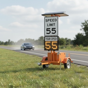 GUANGAN Portable Solar LED Display Vehicle Speed Radar Activated Highway Traffic <b>Safety</b> Sign for TrailerWarning Road Sign - Product Image 4