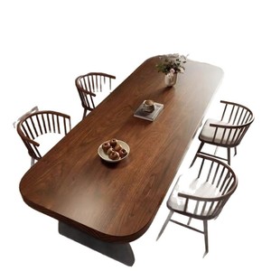 Solid Wood Slab Dining <b>Table</b> 5Cm Thickness Rounded Corners Nordic Style Original Wood <b>Table</b> - Product Image 5