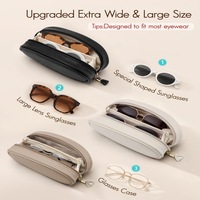 Étui à lunettes en cuir PU pour 2 paires, organiseur double pour lunettes de soleil avec fermeture éclair, boîte portable anti-pression