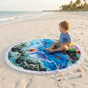 Toalla de Playa Redonda Grande con Estampado Digital, 100% Poliéster, Absorbente, Suave, Ecológica, Libre de Arena, de Secado Rápido para Uso en Verano - Product Image 2