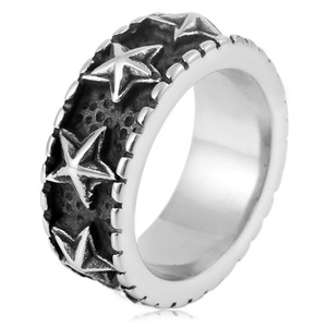 yunnique <b>Titanium</b> Steel Men's <b>Ring</b> Five Pointed Star Design Silver Color Gift Jewelry Geometric Pattern Fashion <b>Ring</b> - Product Image 1