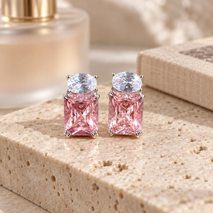 Orecchini a Perno Geometrici Ovali Quadrati Rosa per Donna, Accessori per Orecchie da Indossare Ogni Giorno - Product Image 6