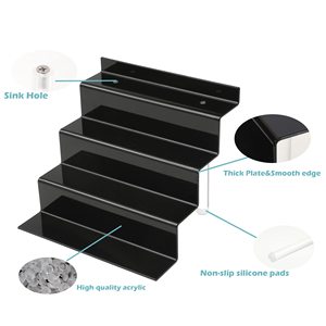 Estante de Almacenamiento Acrílico Tipo Escalera, Estante para Cosméticos Transparente con Espejo, Expositor Multicapa Portátil para Modelos - Product Image 2