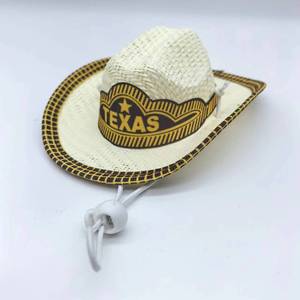 Cappello di paglia da cowboy estivo Texas con stampa logo, in tessuto di <span class=keywords><strong>carta</strong></span>, piccolo, per protezione solare, ideale per decorazioni per feste - Product Image 3