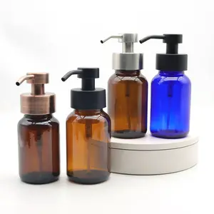 Bulk Amber Foaming ขวด250Ml เครื่องสำอางค์ Liquid Soap Dispenser แก้วขวดขวดปั๊มโฟม