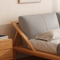 Moderno Simple nórdico marco de cama de madera maciza estilo crema japonés Tatami doble cama baja pequeños muebles de dormitorio