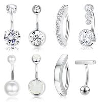 JM Sterling Silber Piercing Bauchnabel Ringe Bauch ringe für Frauen CZ Dangle Curved Navel Barbell Body Piercing Schmuck