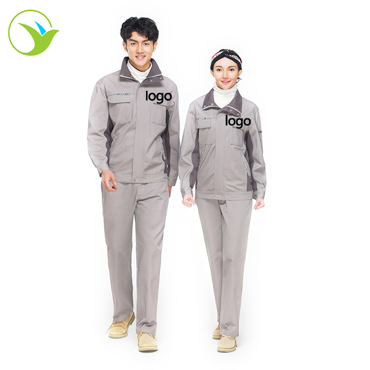 Высококачественная униформа для пищевой промышленности серого цвета из 100% хлопка, промышленная униформа для пищевой промышленности с вашим логотипом на заказ