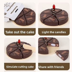 <b>Wooden</b> Slicable Birthday Cake Pretend Play Kit Detachable Fruit <b>Slices</b> Toddler Dessert Cutting Role Play Educational Toy - Product Image 6