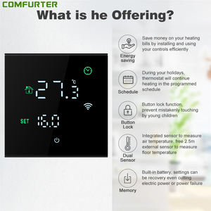 कम्फर्टर ट्यूया स्मार्ट प्रोग्रामेबल थर्मोस्टैटिक रेडिएटर वाल्व गैस बॉयलर हीटिंग वाइफी थर्मोस्टेट तापमान नियंत्रक - Product Image 3