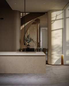 Новый дизайн, бежевые Травертиновые палочки, изогнутые рифленые мраморные плитки, камень, вогнутая флейта, мраморный буфет, рифленая травертиновая плитка - Product Image 2