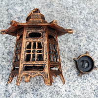 Lampe pagode hexagonale en fonte orientale vintage Bougeoir Lanterne à usage intensif Porte-bougies