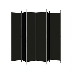 Separador de Ambientes de Tela Negra de 5 Paneles, 98.4x86.6 Pulgadas, Plegable, Diseño Minimalista - Product Image 1