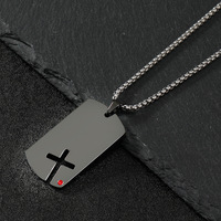 Pendentif croix punk personnalisé Collier plaque d'identification de chien militaire en acier inoxydable avec pierres CZ Bijoux pour hommes Cadeaux motard et bascule