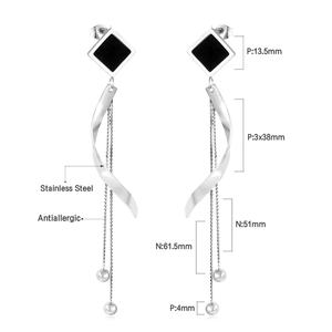 Pendientes de Moda de Acero Inoxidable con Diseño Cuadrado Negro para Mujeres y Niñas - Product Image 6