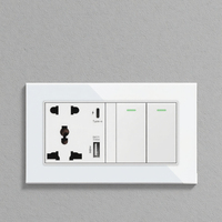 Delviz – interrupteur mural de lampe à 2 voies, panneau en verre cristal, prise de courant universelle de 13a, prise USB à Charge rapide intelligente de Type C de 18W