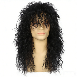 Parrucca Sintetica Senza Colla 22 Pollici Stile Anni '80 Rock Star per Costumi di Halloween, Feste Punk e Heavy Metal - Product Image 5