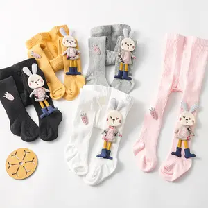 Newborn cute 3d rabbit toy stockings pants flower cotton knit leggings baby tights for baby girl