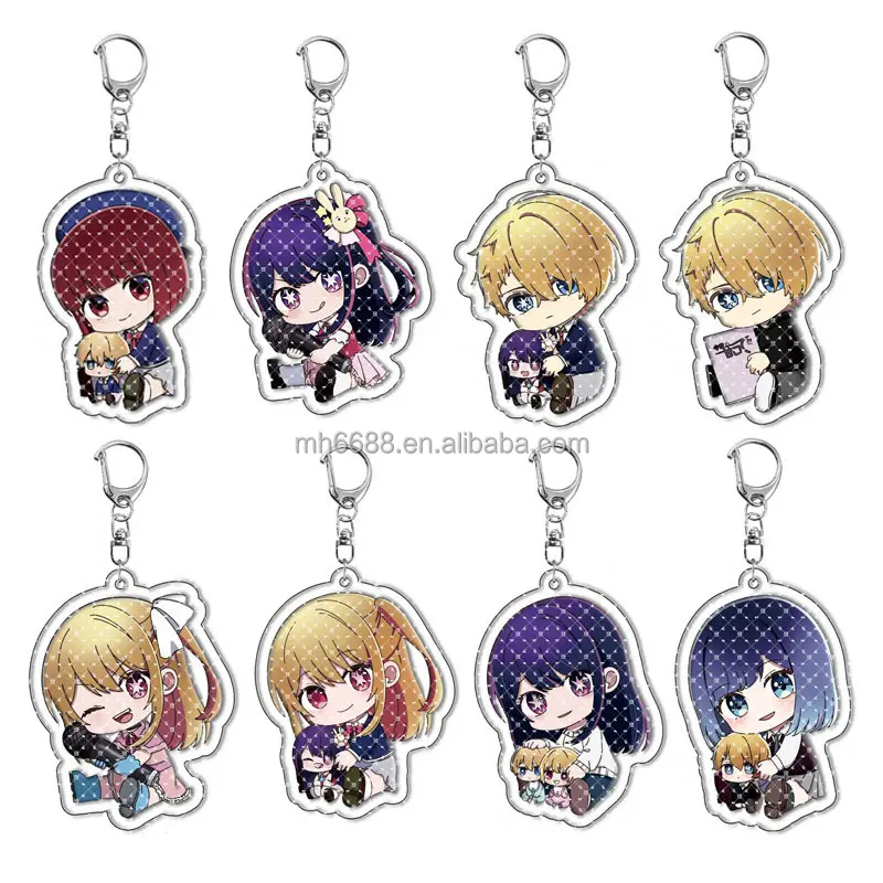 Eco-friendly Acrylic Promotion Gift Anime Keychain Japanese Custom Acrylic Keychain Plastic Charms Die Cutting Printing