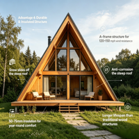 Hôtel modulaire de luxe en acier pliable en forme de A, résistant aux ouragans, pour résidence insulaire côtière, design moderne résidentiel
