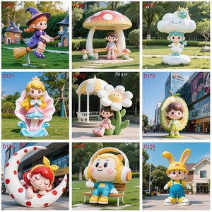 D038 DK ART DECOR FURNITURE Statua Moderna Minimalista Resistente alle Intemperie, Scultura Personalizzata a Forma di Ragazza Clown con Palloncino a Stella - Product Image 5