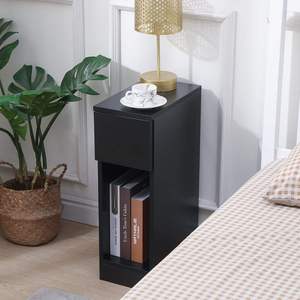 DU'S Modern Solid Wood <strong>Bedside</strong> <strong>Table</strong>, Ultra-<strong>thin</strong> and Upright, with Storage Space, Suitable for Various Scenarios - Product Image 2