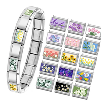 Pulsera Modular Multifuncional con Dijes Entrelazados de Estilo Kawaii con Temática Floral, Inspirada en Italia, con Baño Electrolítico Cristiano
