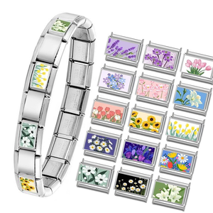 Floral-themed DIY Kawaii-style Multi-function Modular Italian-inspired Interlocking Charms Christian Electroplated <b>Bracelet</b> - Product Image 1