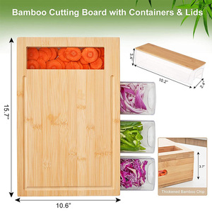 Planche à découper en bambou en gros avec tiroirs de rangement, plateau de service personnalisé pour fromages et charcuteries, bloc de découpe portable - Product Image 4