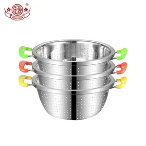 Multi-functional vegetable food stainless steel custom color handles colander